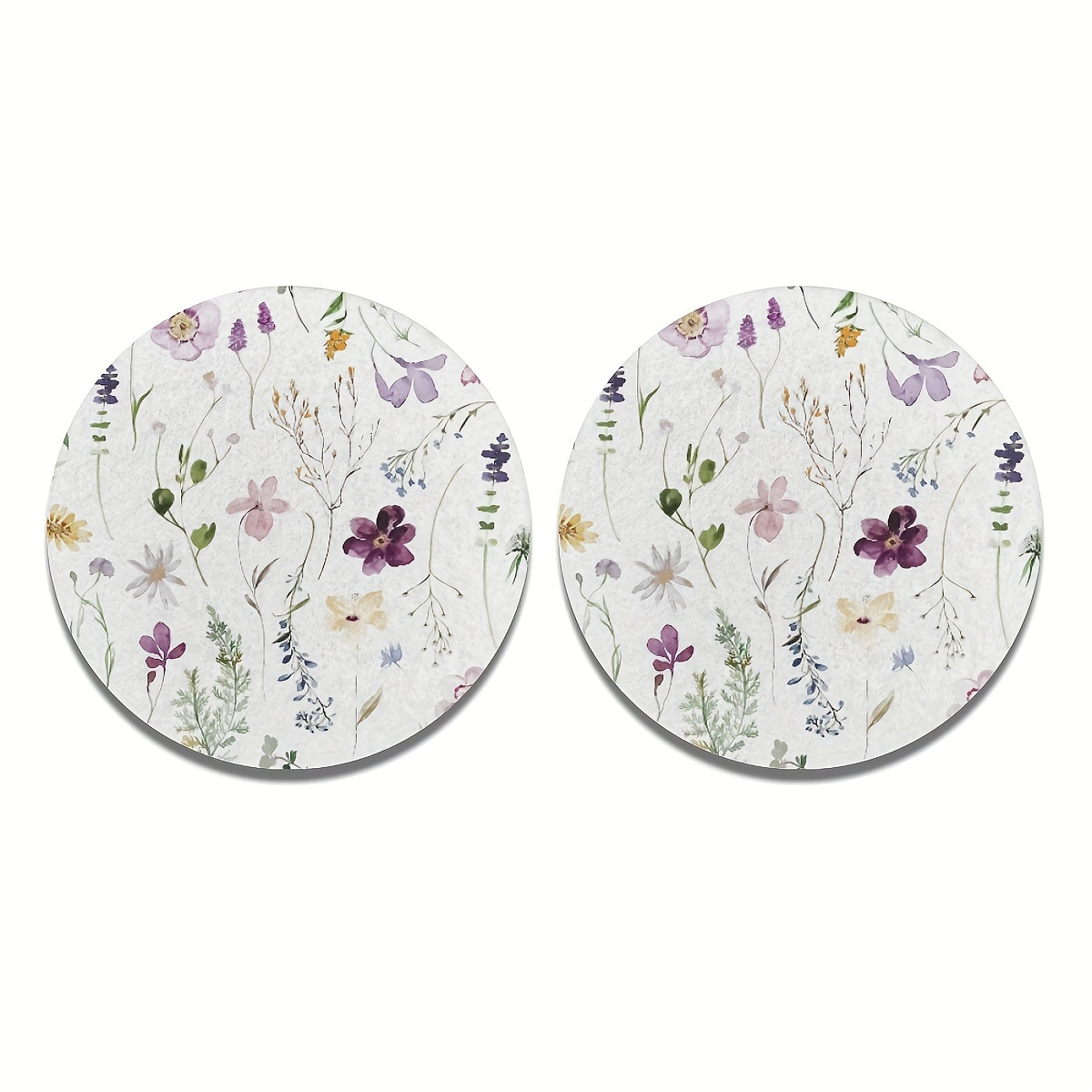 

2 Pcs Beauty Flowers Plant Absorbent Car Cup Holder Coasters - Eva Material For Car And Home Use