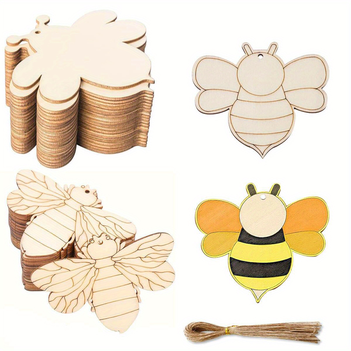 

10 Pcs Bee Hanging Ornament Set: Multi-design Wooden Crafts For Bee Party Decoration - Diy Painting, Perfect Gift For Nature Lovers