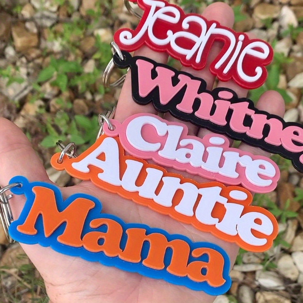 

1pc Custom Name Keychain, 3d Acrylic Dual-color Bag Charm, Lunch Box Label, Party Favors Name Tag, Wedding Favor Gift