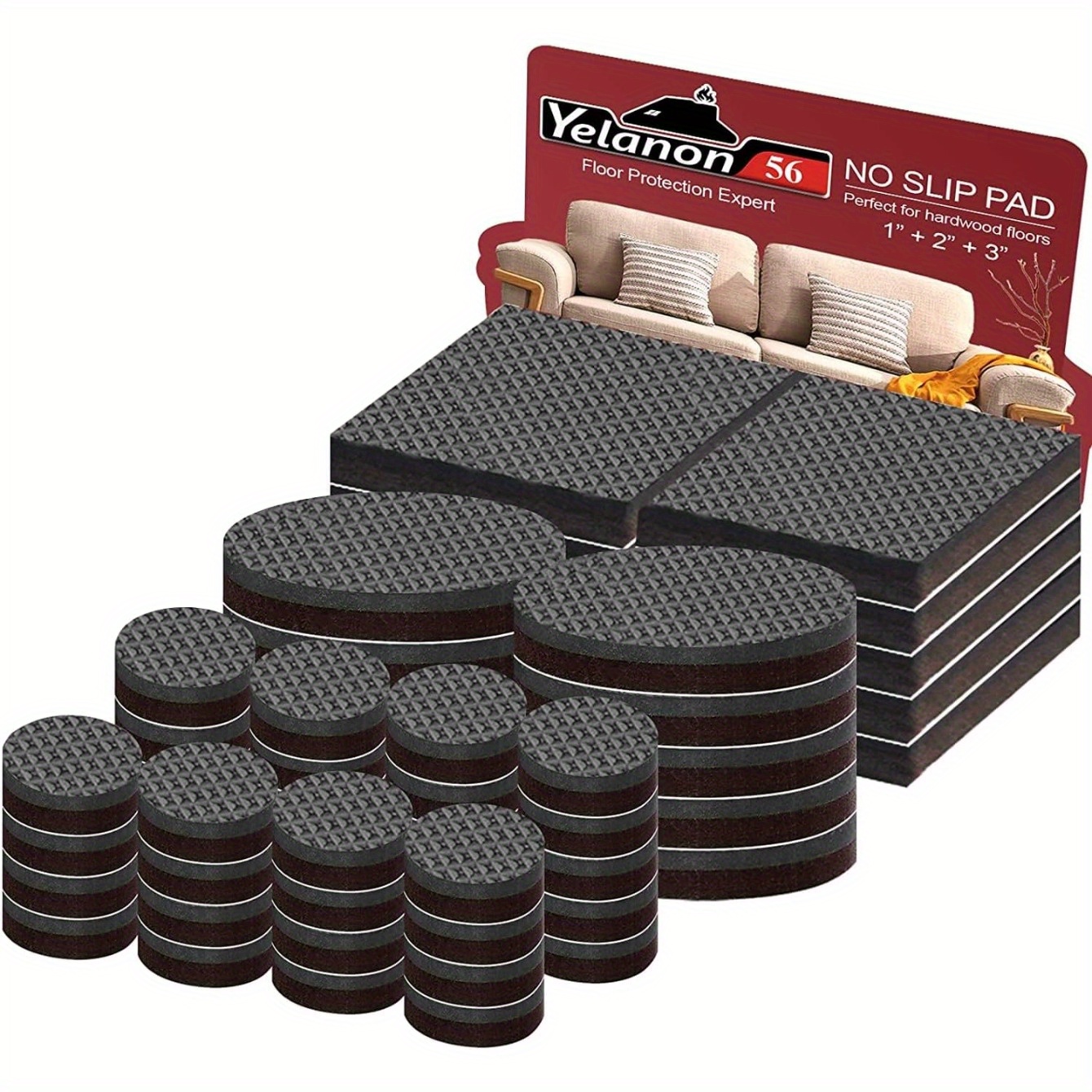 Non Slip Furniture Pads 56 pcs 1 2 Furniture Grippers Non Skid Furniture Legs Self Rubber Furniture Feet Anti Slide Furniture Hardwood Floor Protector for Keep Couch Stoppers