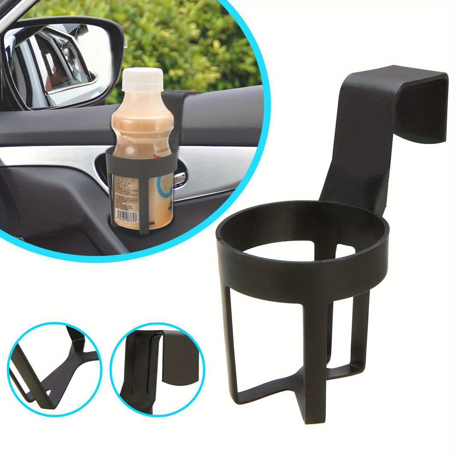 Portavasos Ajustable Para Coche - 2 Unidades, Gancho Plegable, Base Antideslizante EVA | Soporte Universal Para Botellas, Tazas, Latas