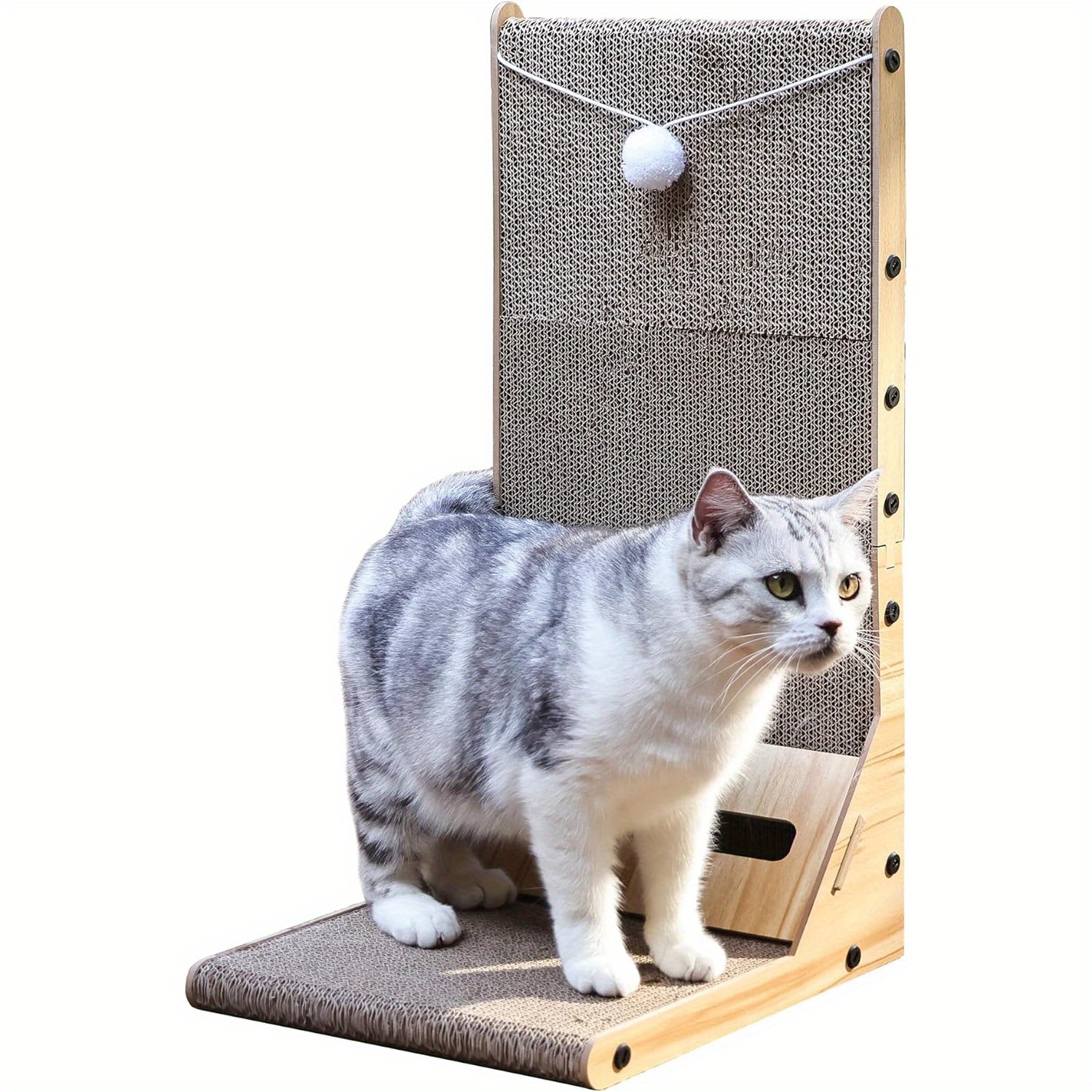 

Cat Scratcher, 23.6 Inch L-shapecat Scratching Board Cat Scratching Cardboard With Ball For Indoor Cats, Large Size
