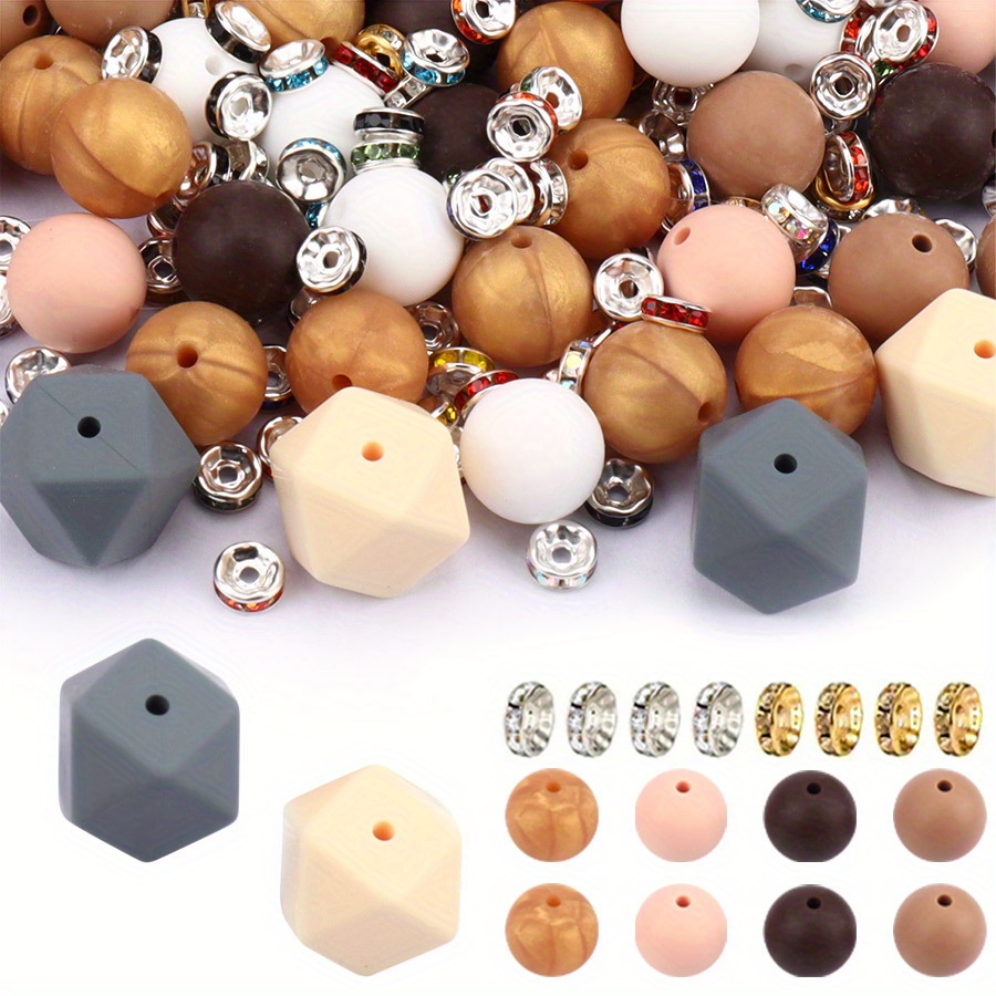 

122/50/100pcs Round 15mm Silicone Beads, Candy-colored Round Beads, Assorted Shapes, For Diy Jewelry Making, Bracelet & Necklace Accessories