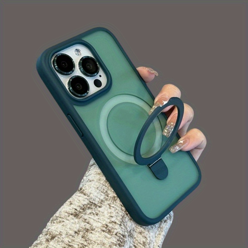 Protective case for iPhone Pro Max series 16 11/ 12/ 13/ 14/ 15, with magnetic phone holder, sturdy anti-drop design, built-in bracket, compatible with wireless charging