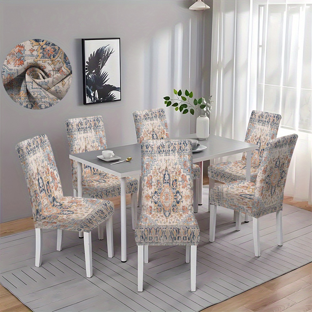 

2/4/6pcs Bohemian Style Printed Chair Covers, Removable And Washable, Suitable For Restaurant, Kitchen, Wedding Party And Home Decoration