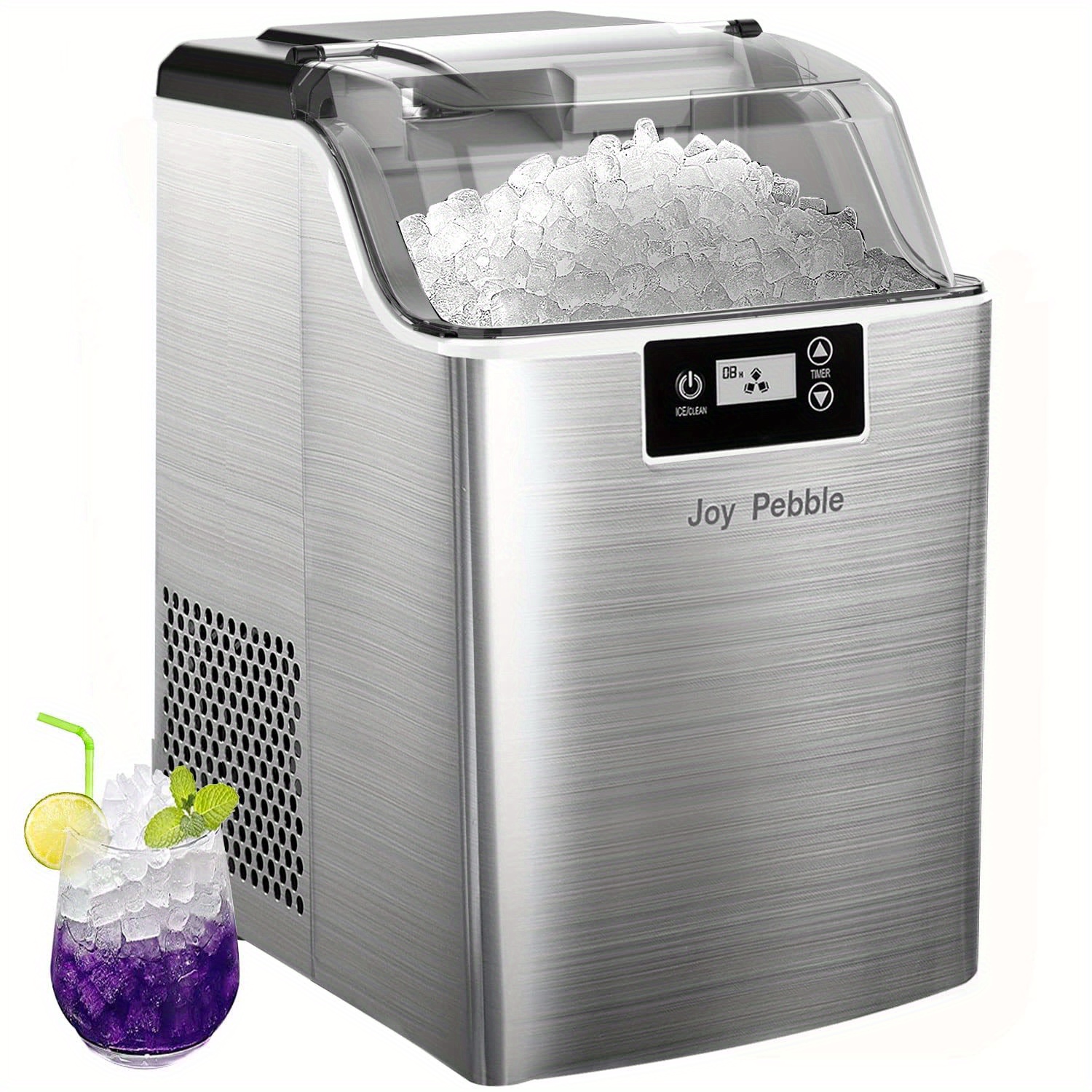 

Ice Maker Countertop, 45lbs/day, 3lbs/basket, Self-cleaning, Pellet Ice Maker Machine, Ideal For Home Kitchen Office Bar Party, Silver