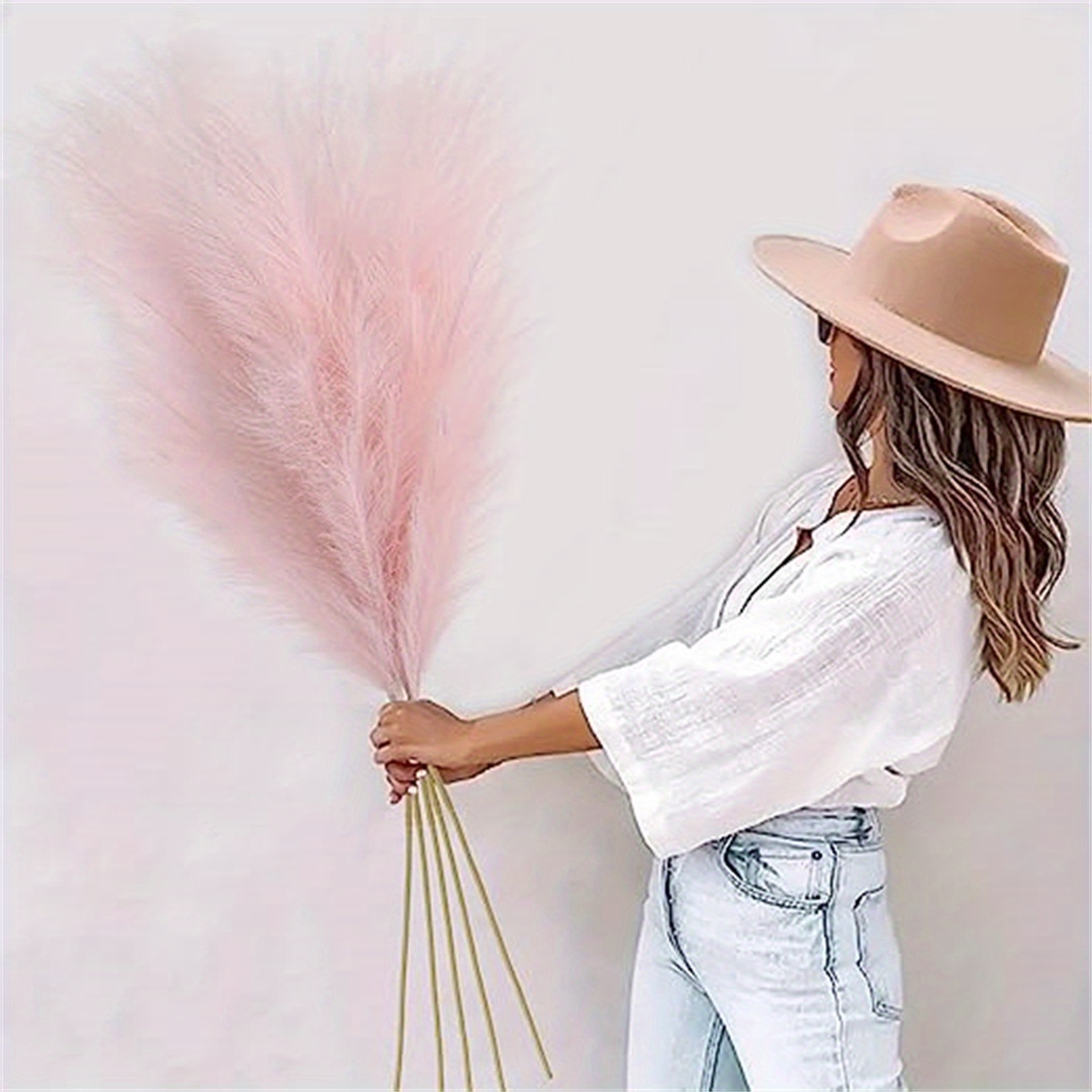 

Pack Of 4 Stems Large 43''/110cm Tall Faux Pampas Grass, Fake Pampas Floral Artificial Pampas Grass Branches Plants For Home Garden Kitchen Boho Decor Party Birthday, Mother's Day Gift