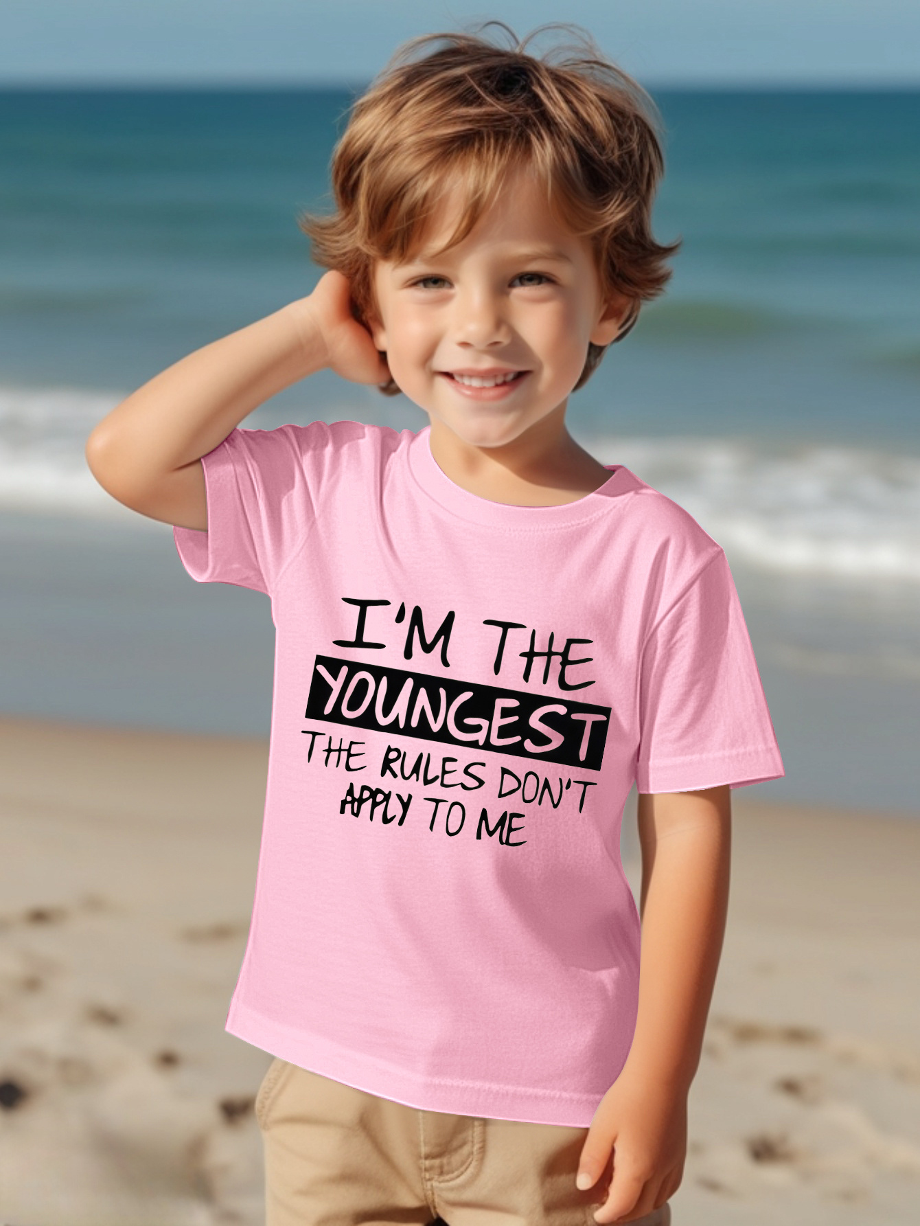 m Youngest Rules Don t Apply Cute Cartoon Print T shirt Temu