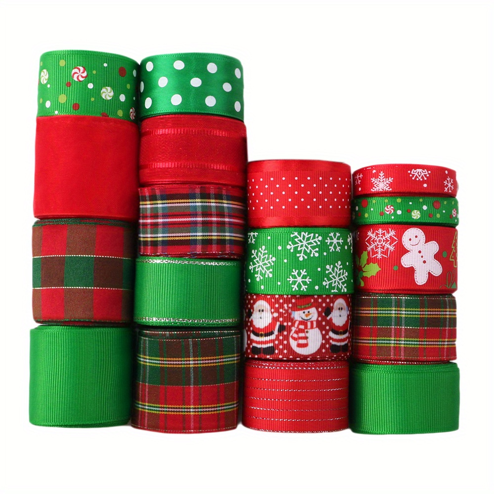 

Vintage Style Christmas Grosgrain Ribbon Set - 18 Rolls, 1 Yard Each - Linen & Polyester Mix, Festive Prints For Gift Wrapping And Diy Crafts, No Feathers, Electricity-free Holiday Decor