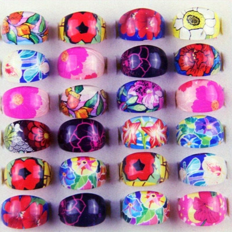 

Flower Mix Ring Women's Ring Hand Accessories Wholesale-10pcs-pattern Size And Color Random-opp Bag Packaging
