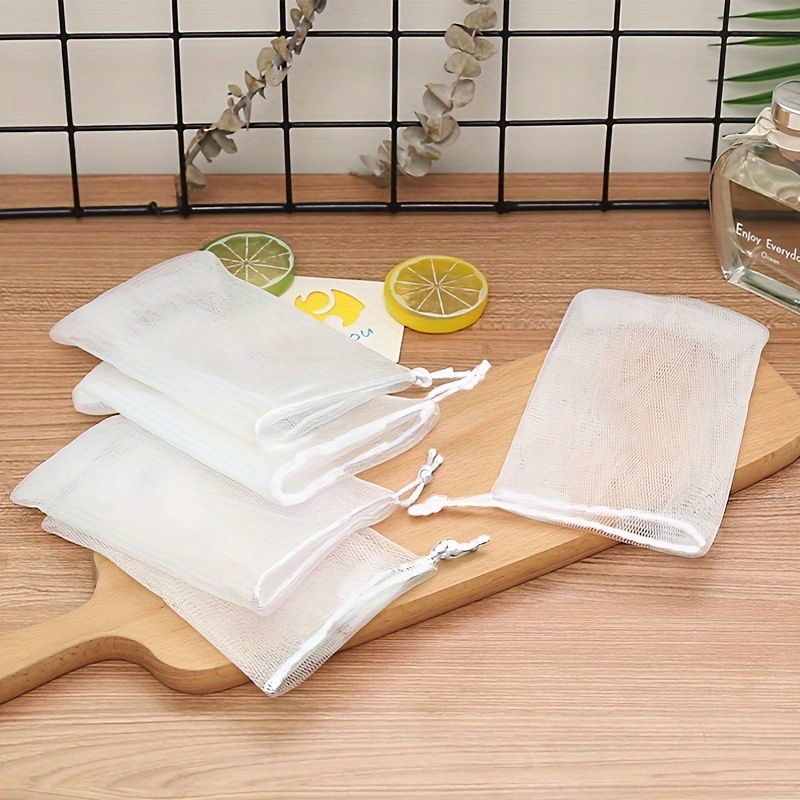 

20 Pcs Exfoliating Soap Bubble Mesh Bags - Drawstring Holder Bags For Body And Face - Foaming Net For Soap Saver And Foam Control - Unscented