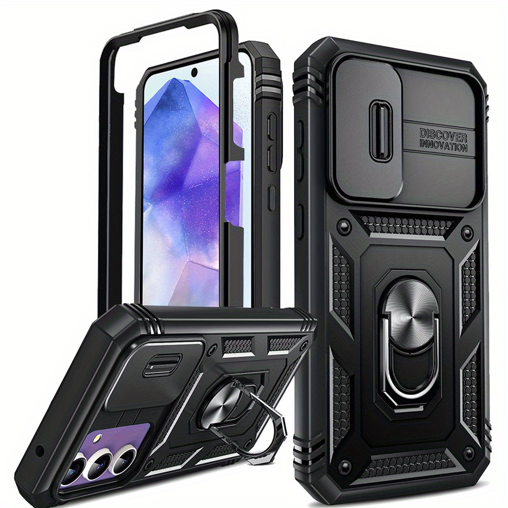 

5g Case Bundle - Tpu Full-body Rugged Protective Cover With Slide Camera, Card Slot, Kickstand, And Pc Bumper For 360° Protection