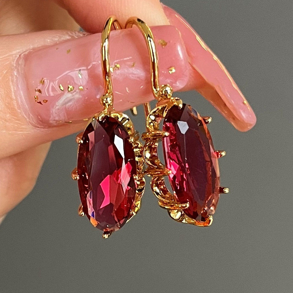 

Chic Bridal Wedding Dangle Earrings Oval Faux Gemstone Earrings Women's Jewelry Gifts