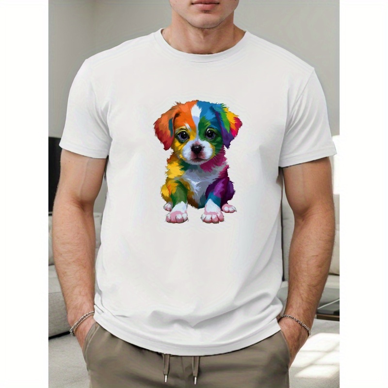 

Colorful Puppy Men's Short Sleeve T-shirt Summer T-shirt Top