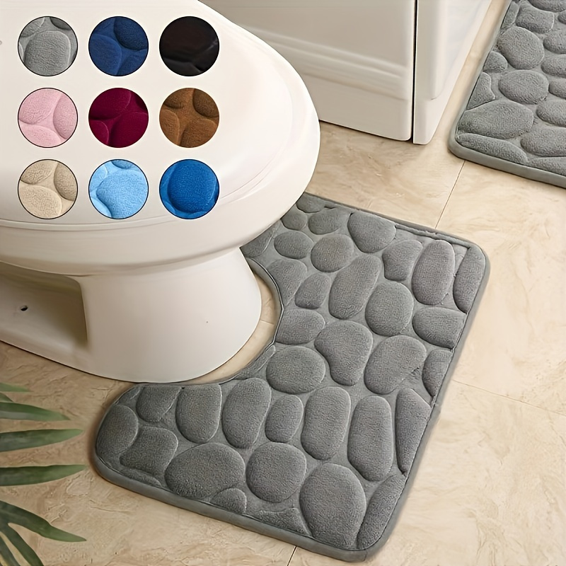 

Ultra-soft Memory Foam Bath Mat - U-shaped, Quick-dry & Washable, Non-slip Rug For Bathtub And Toilet Floor