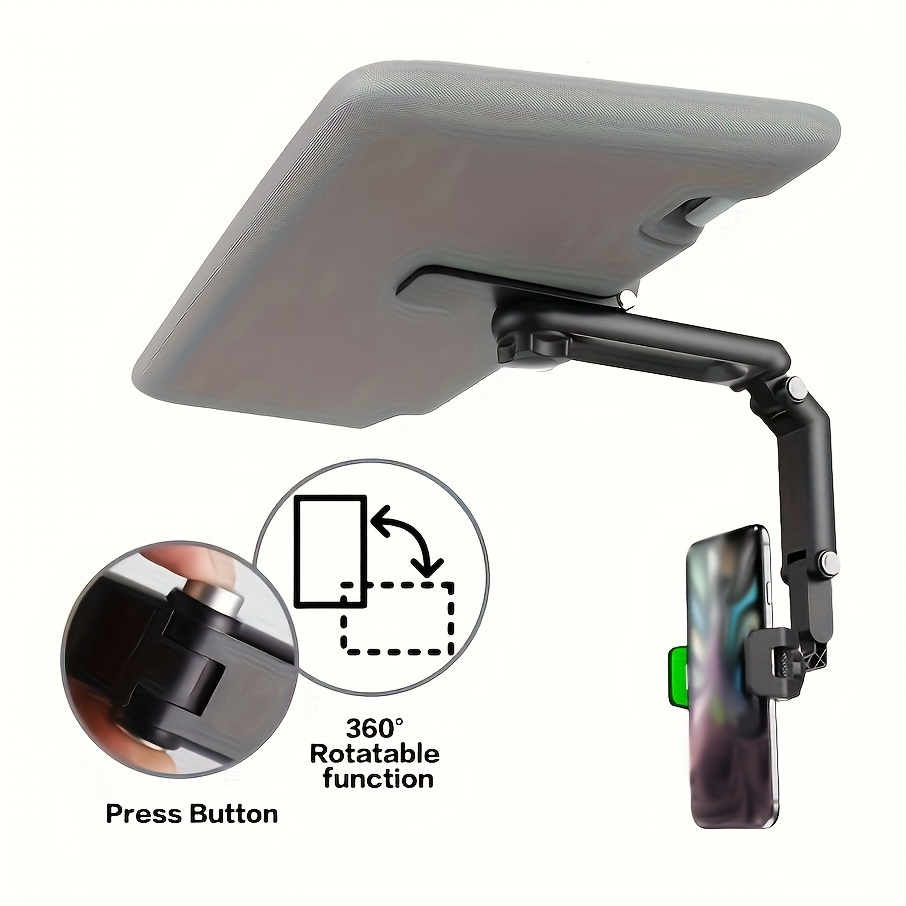 

Universal Abs Car Sun Visor Phone Mount With 1080° Rotating Arm, Press Button Adjustment, And Secure Grip For Hands-free Navigation And Calls