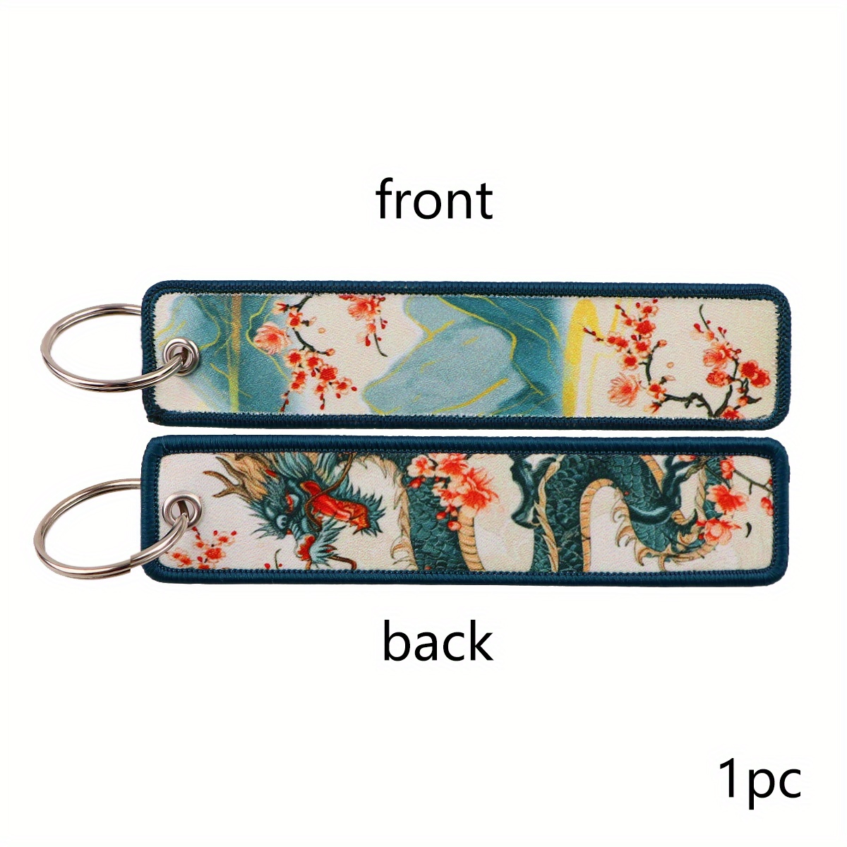 Image of 1pc Art Painting Embroidered Car Keychains For Men Keyring Keys Tag Fashion Additions Gift