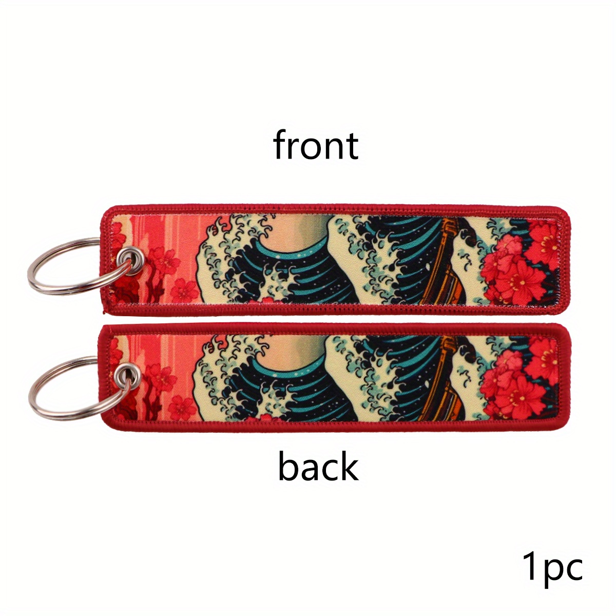 TEMU 1pc Art Painting Embroidered Car Keychains For Men Keyring Keys Tag Fashion Additions Gift