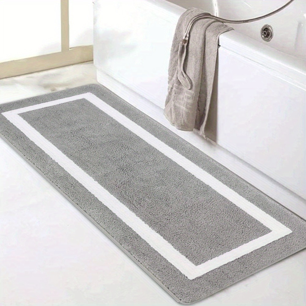 

Famibay Absorbent Bath Runner Rug Non Skid Bathroom Mat Machine Washable Microfiber Bath Rug For Shower Room Bathtub Laundry Decor