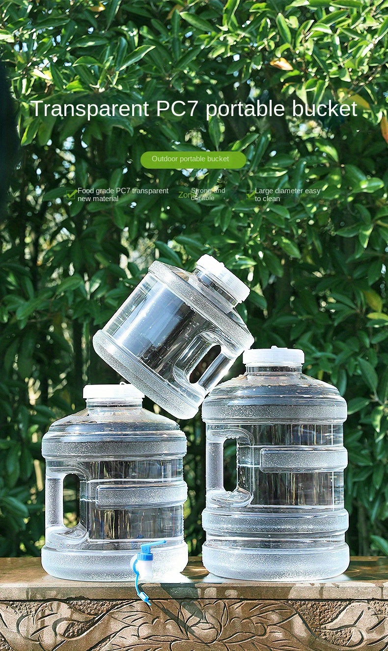 11 3l transparent round bucket with faucet food grade pc   water container for home outdoor tea bar   room car use details 0