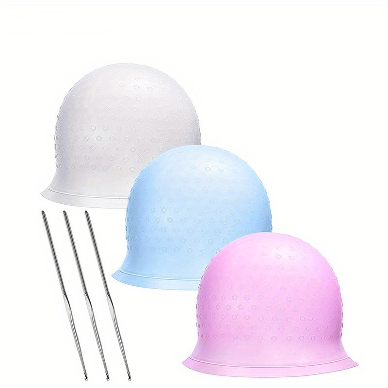 

Colorful Hair Dyeing Cap With Crochet Hook Tools - Perfect For Normal Hair Texture