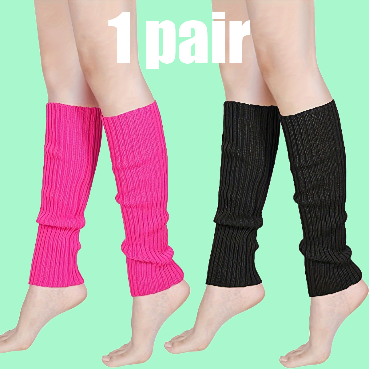 

1 Pair Solid Rib-knit Leg Warmers, Trendy & Warm All-match Knee High Socks For Fall & Winter, Women's Stockings & Hosiery