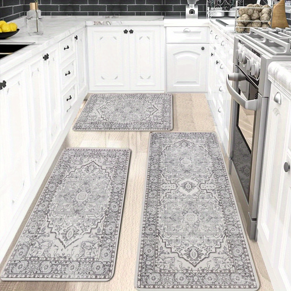 

3pcs Vintage Non-slip Kitchen Mat Set - Washable, Anti-slip Long Runner Mats For Farmhouse Style, Ideal For Kitchen, Bedroom, Bathroom, Laundry Room, Entryway