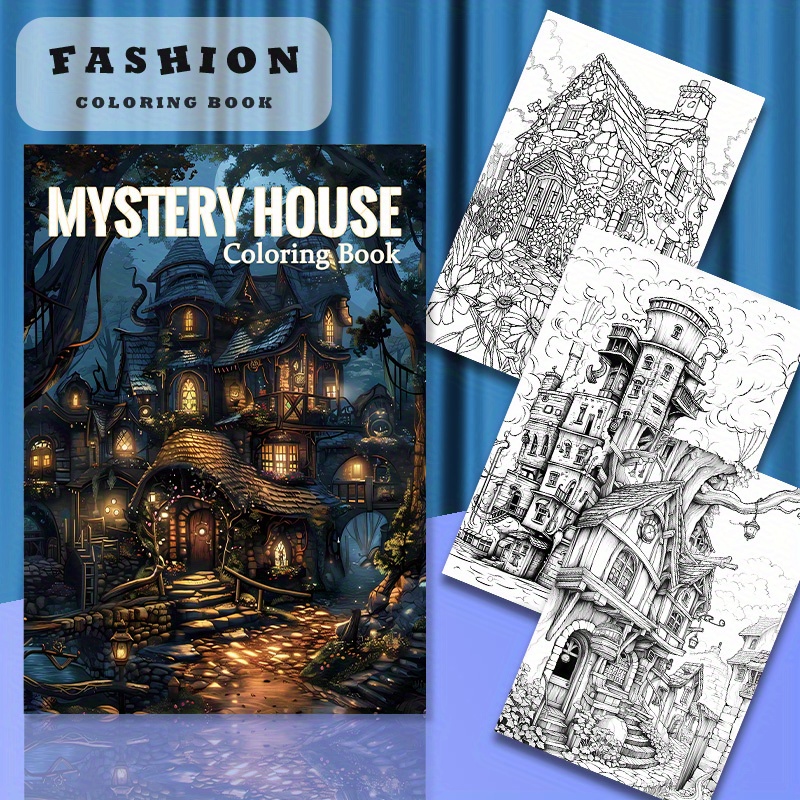 Image of Mystery House Coloring Book For Adults, Relaxation And , 22 Pages Of Paper, Birthday And Holiday Gifts