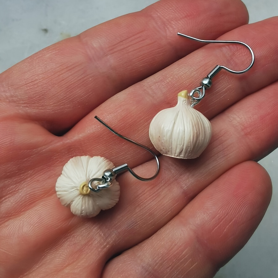 

1 Pair, Realistic Garlic Dangle Earrings, Funny Novelty Vegetable Jewelry, Punk Style, Food Themed Fashionable Jewelry Accessory