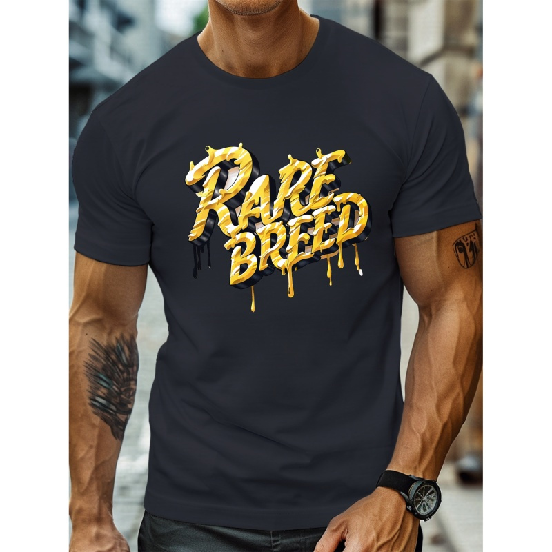 

Plus Size Men's Summer T-shirt, Rare Breed Unique Graphic Print Short Sleeve Tees Trend Casual Tops For Daily Life, Big & Tall Guys