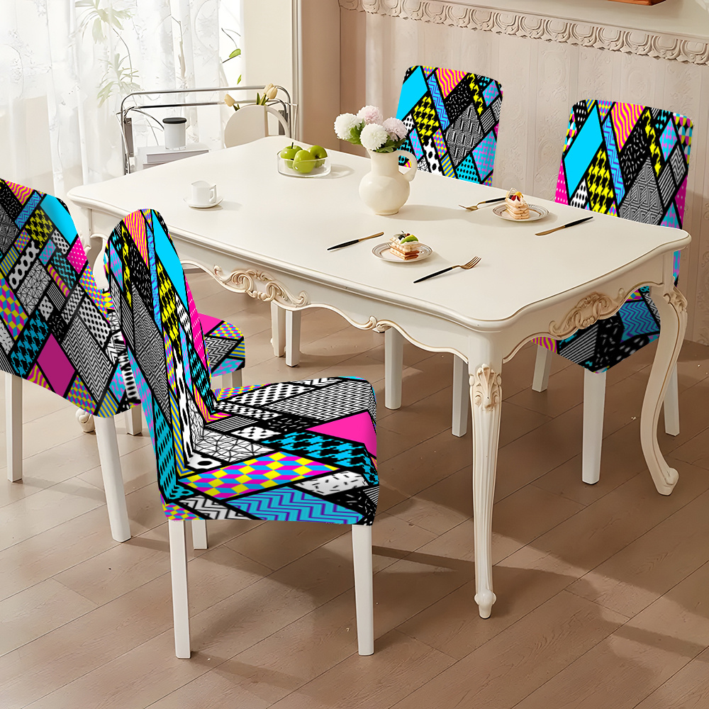 

Jit 2pcs/4pcs/6pcs Art Deco Polyester Stretchable Dining Chair Slipcovers With Elastic-band Closure, Machine Washable, Slipcover-grip For Office, Living Room, Dining Room, Hotel And Home Decor