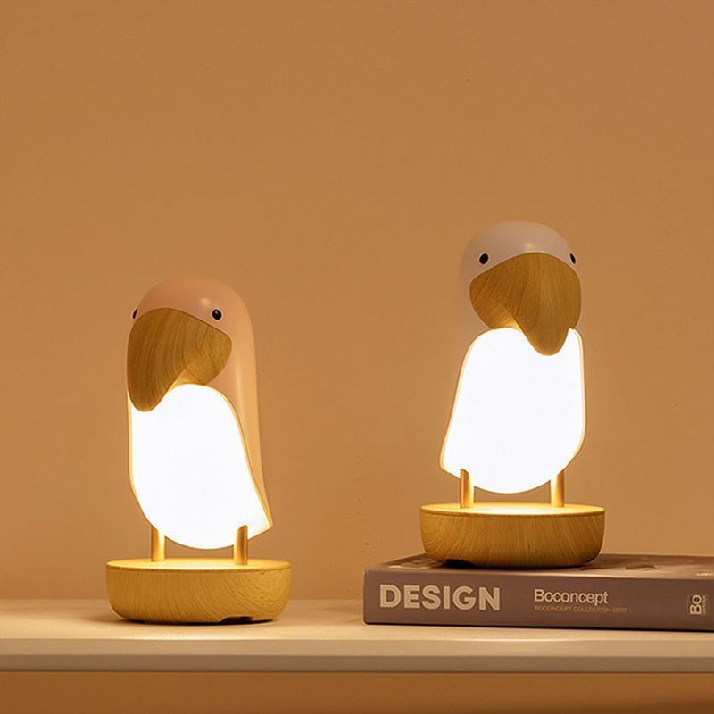 

1pc Woodpecker-shaped Led Night Light, Usb Rechargeable, Wooden Base, Modern Desk Lamp, Home & Outdoor Decor, Perfect For Birthday And Christmas Gifts