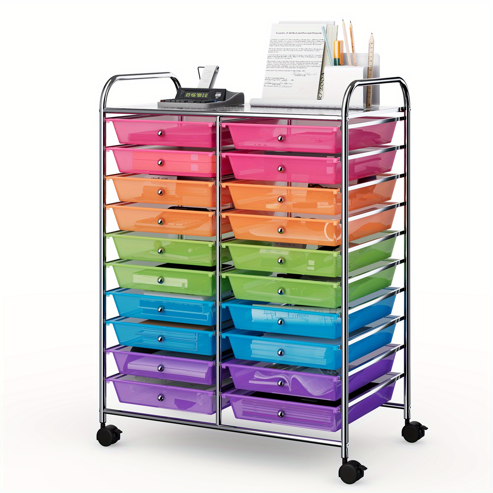 

Costway 20 Drawers Rolling Cart Storage Multi Color Scrapbook Paper Studio Organizer