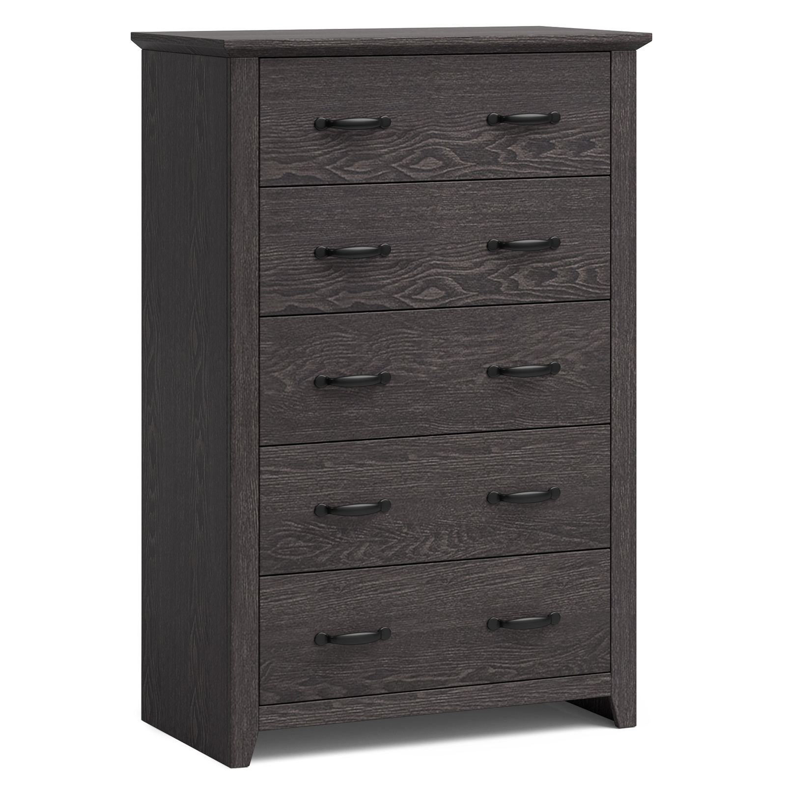 

Costway 5 Drawer Chest Storage Dresser Tall Cabinet Organizer Bedroom Hallway Dark Grey