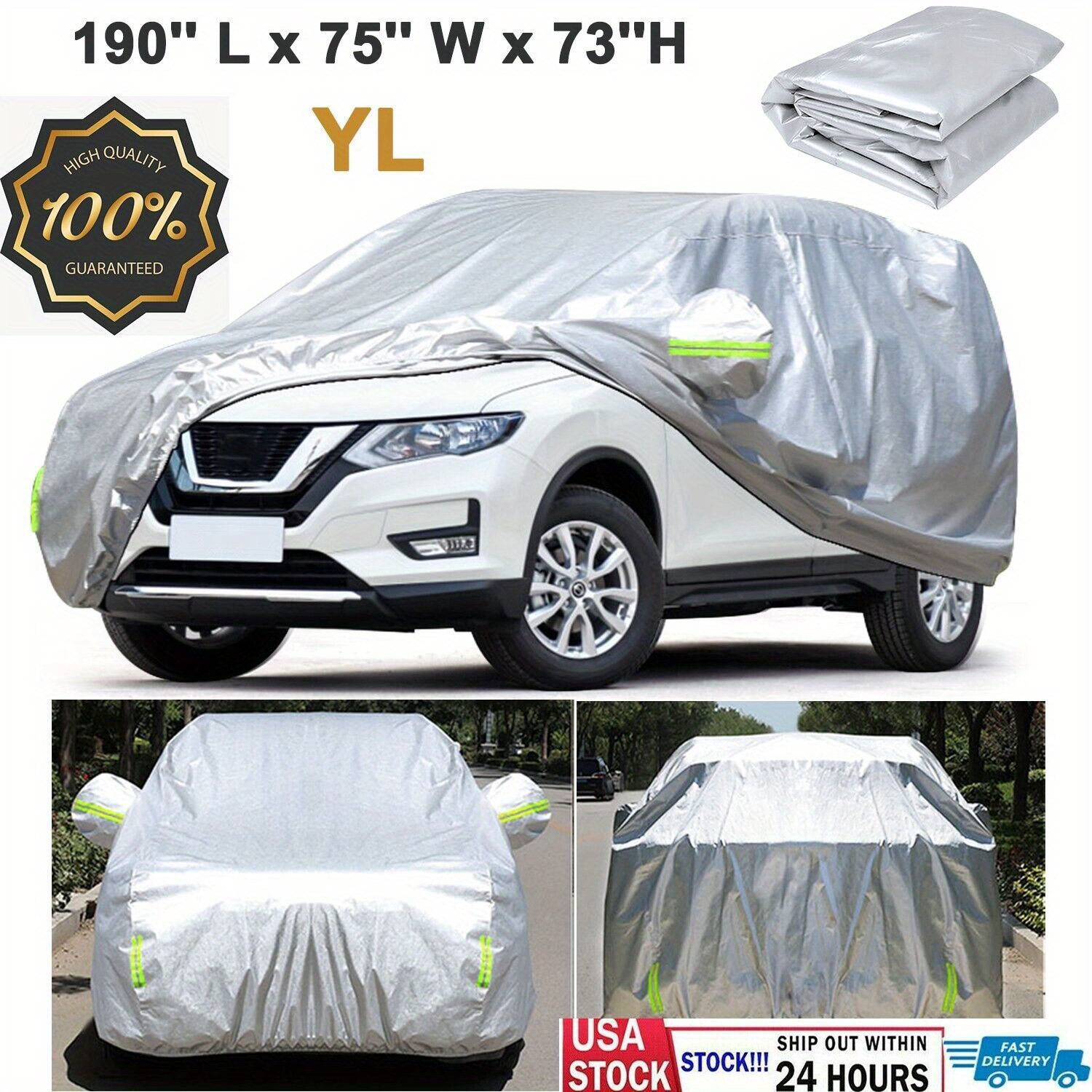 

1pc For Suv Full Car Cover Outdoor Snow Dust Rain Uv Protection