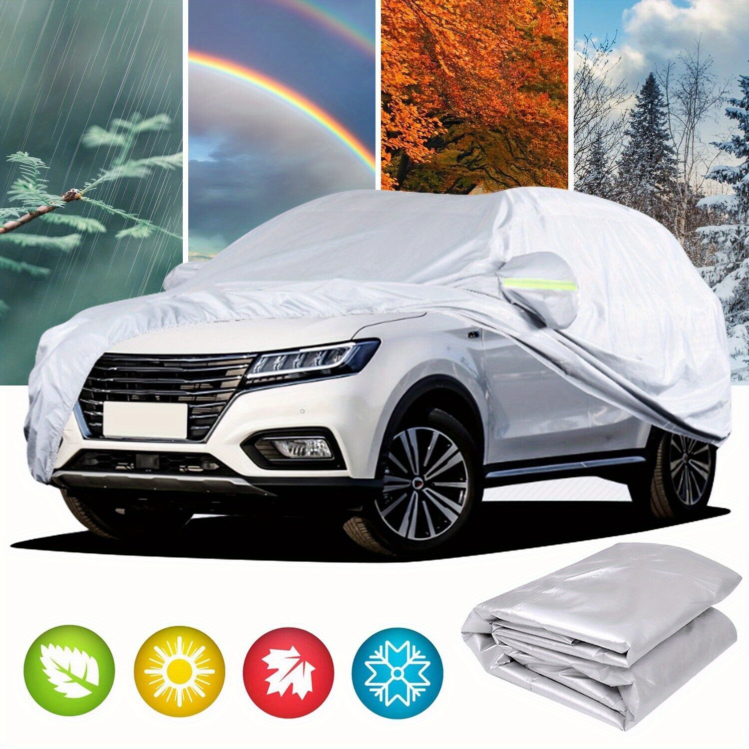 

1pc For Suv Waterproof Full Car Cover Outdoor Snow Uv Sun Dust Protection