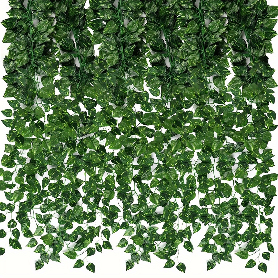 

24pcs Green Ivy Leaf Garland Wall Hanging Vine - Home Garden Wedding Party Diy Fake Wreath - Spring Summer Decor