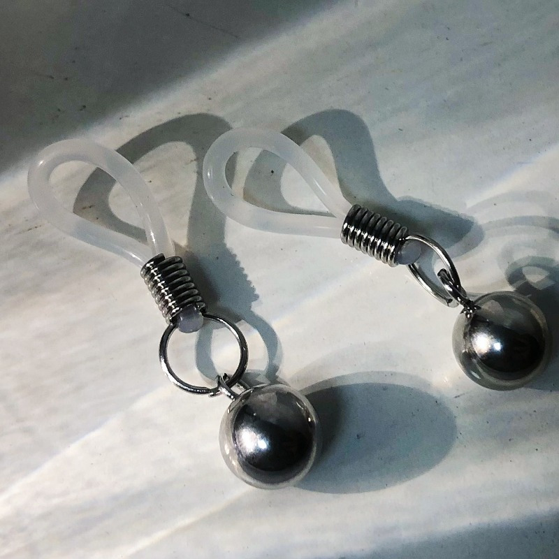 [Weighted Nipple Nooses] Non-Piercing Nipple Dangles, Weighted Ball Nipple Nooses for Men - Fake Piercings for Nipples Under 10mm Wide