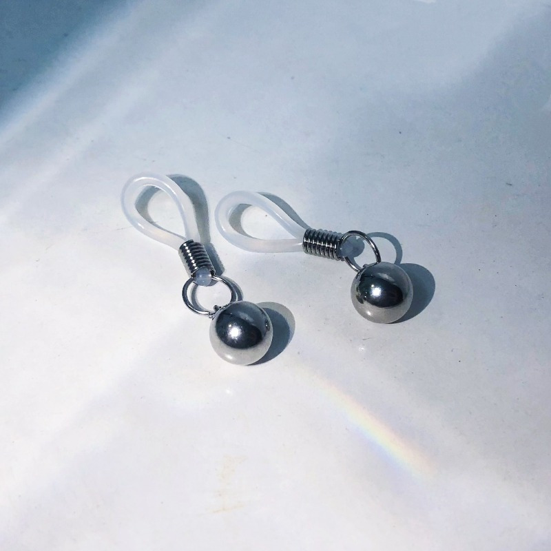 [Weighted Nipple Nooses] Non-Piercing Nipple Dangles, Weighted Ball Nipple Nooses for Men - Fake Piercings for Nipples Under 10mm Wide