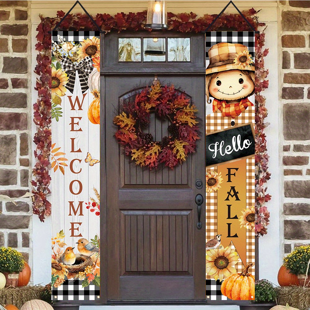 

Porch Banners - Vintage Maple Leaf & Design, Durable Polyester, Perfect For Thanksgiving & Harvest Season Decor, Indoor/outdoor Use Fall Decorations For Home Porch Decorations Outdoor