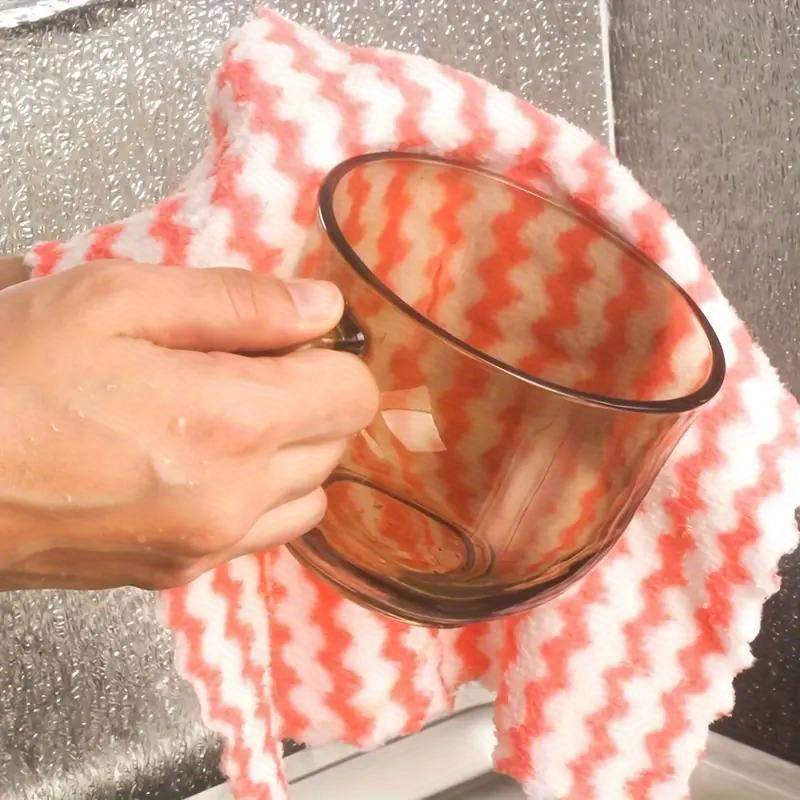 5 piece ultra soft microfiber dish cloths super absorbent reusable coral fleece towels for kitchen car window cleaning perfect for home hotel restaurant use 3