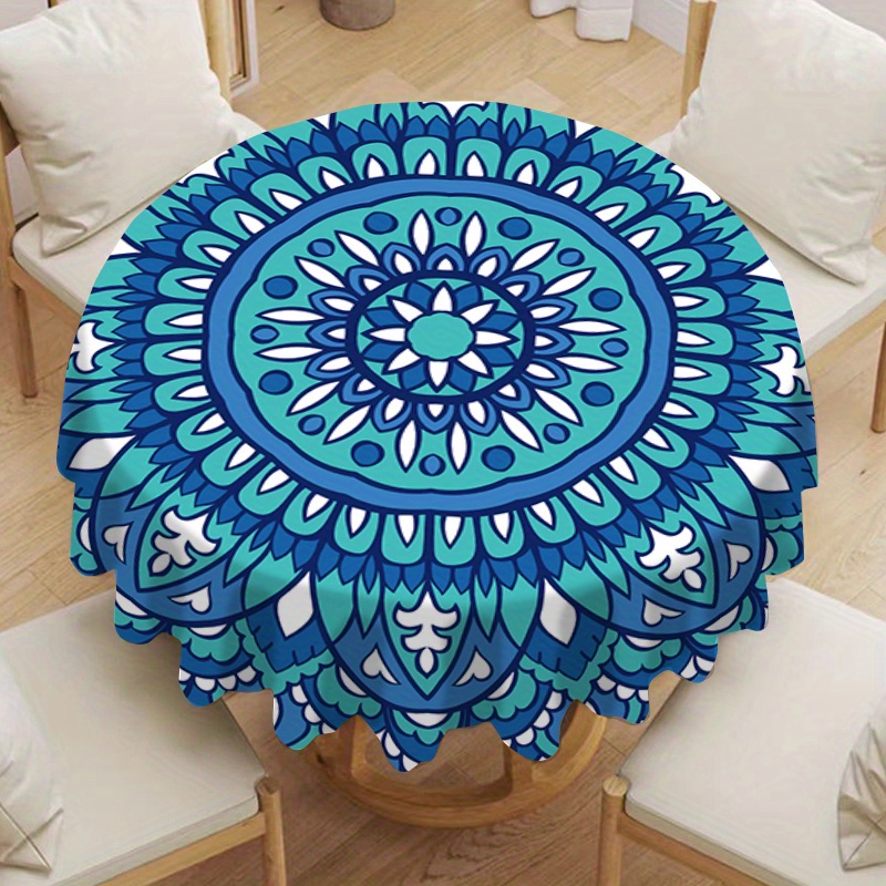 

Bohemian Round Tablecloth - Square Shape, Machine Made Weave, 100% Polyester, Waterproof Stain Resistant For Indoor Outdoor Dining Room Decor, Picnic Use, 1pc