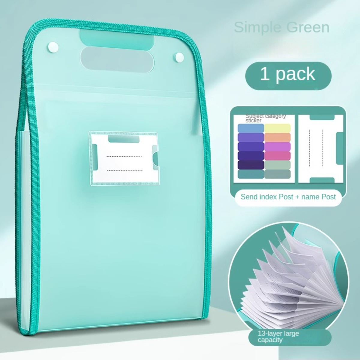 

1pc Accordion File Organizer With Handle, 13-pocket Expanding Holder, Waterproof Pp Material, Ideal For Office, School, Or Home Use, School Supplies|translucent Design| Pp Material