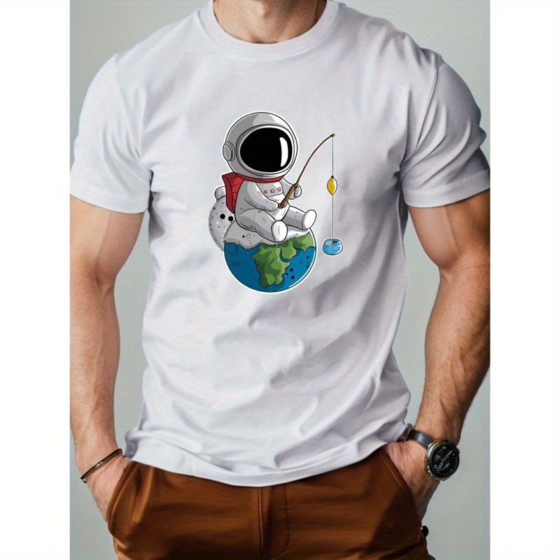 

Spaceman Fishing With Galaxy Pure Cotton Men's Tshirt Comfort Fit