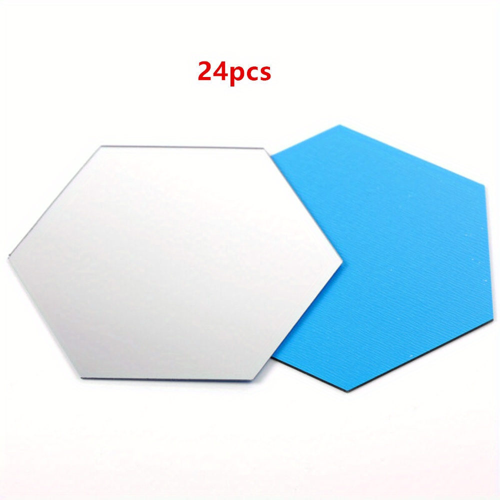 TEMU 24pcs Hexagon Mirror Sticker Gold Self Adhesive Mosaic Tiles Wall Sticker Decals Bedroom Living Room Bathroom Home Decor