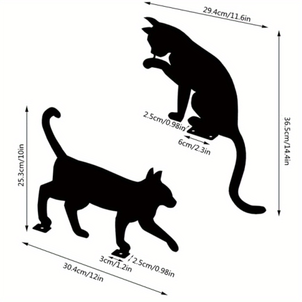 Two-piece Metal Cat Fence Decoration, Metal Cat Garden Art, Black Cat Yard Decoration, Metal Cat Silhouette, Cat Yard Art Outdoor And Garden Decoration, Metal Garden Art Cat, Gift For Cat Lovers