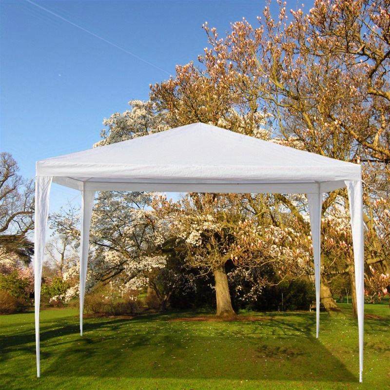 

10x10ft Outdoor Canopy, White Pe Cloth, Rust-resistant Powder-coated , No Sidewalls, Spiral Pipe Shelter For Garden, Patio, Events