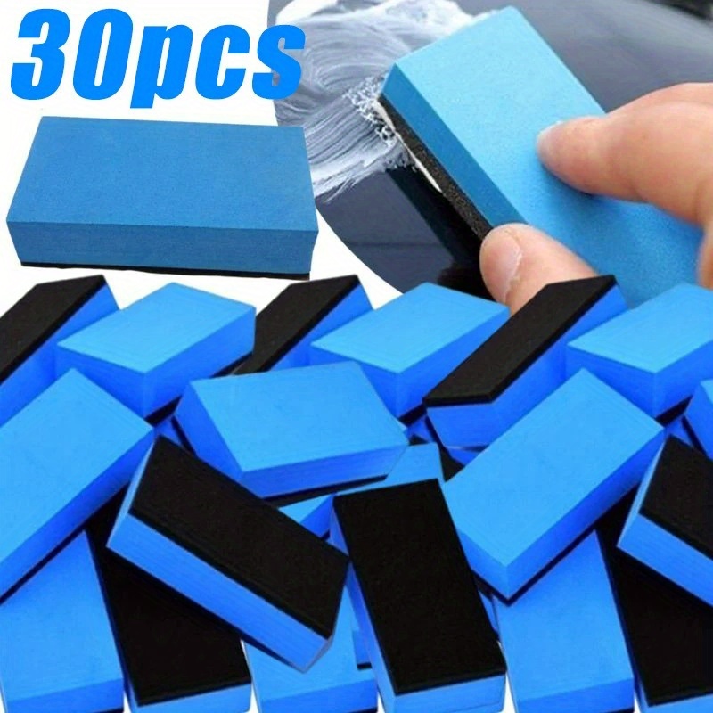 

1/30/50pcs Car Ceramic Coating Sponge Applicator Glass Nano Wax Coat Sponges Blue Square Sponge And Cloth Car Cleaning Brush Car Wash Sponge Car Sponges For Washing