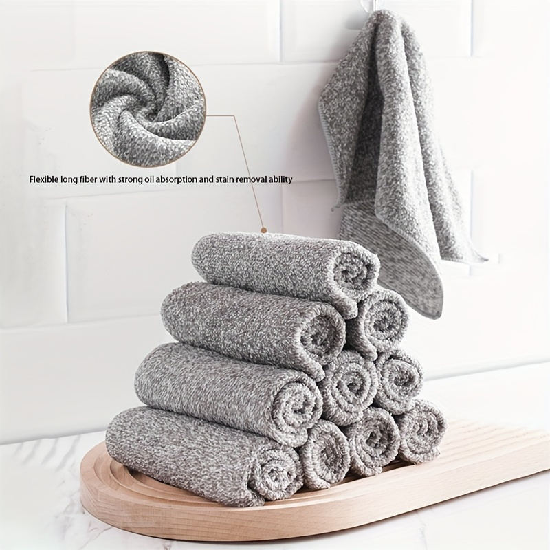 3/6pcs bamboo charcoal dishcloths, super absorbent washing pads,   napkins, kitchen cleaning cloth for sink or stove, reusable cleaning pads, household kitchen essentials details 4