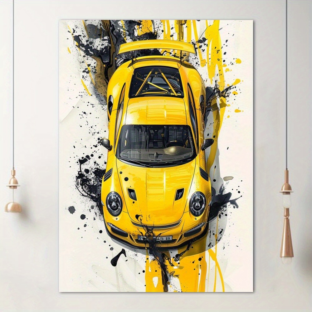 

Yellow Sports Car Canvas Print Wall Art - High-quality Home Decor Poster For Living Room, Bedroom, Office, Cafe - Ideal Gift For Car Enthusiasts